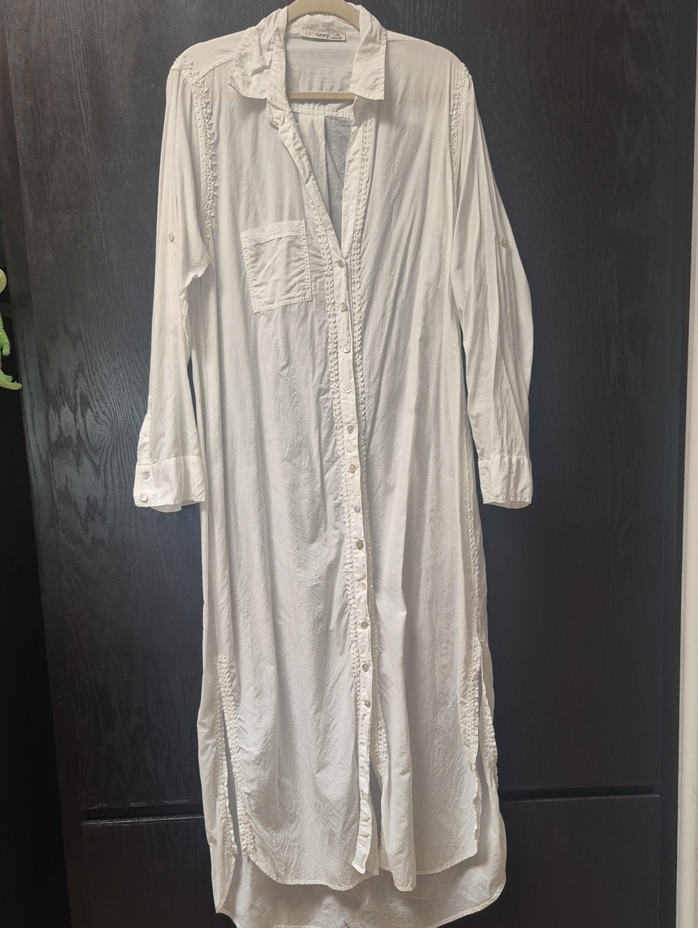 Subtle Luxury Long White Swim Cover  Made In India, Cotton L